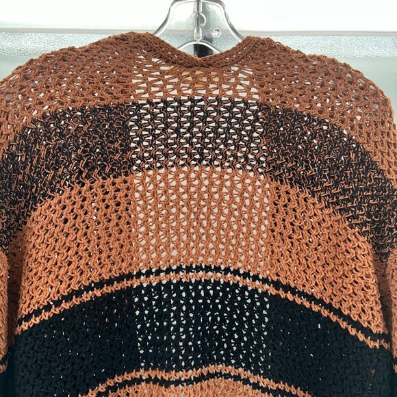 Rewind Women's Open Knit Cardigan Brown/Black Stripe Open Front Size Medium - Picture 6 of 9